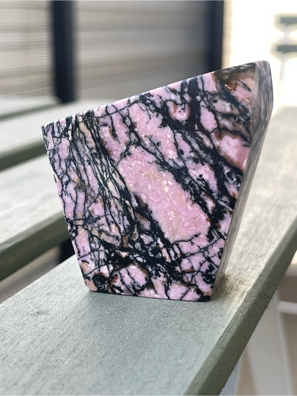 Rhodonite Pink and Black Veined Polished Stone